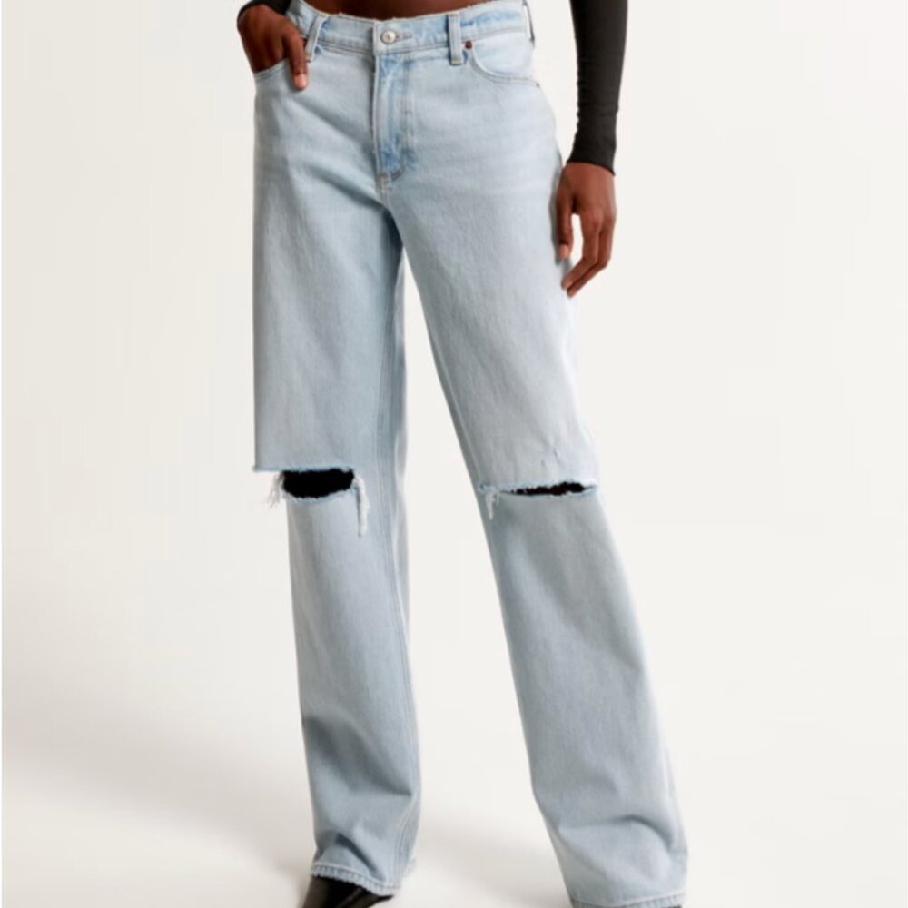 Abercrombie & Fitch The Baggy Low Rise Ripped Jean